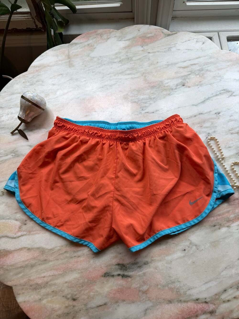 Nike Girls Dri-Fit Dry Tempo Running Shorts Max Orange/Vivid Sky